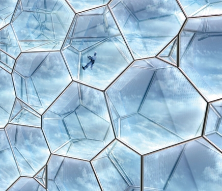 Weaire-Phelan structuur als bouwsteen voor de Watercube in Beijing door PTW architects en Arup constructeurs PTW_Arup